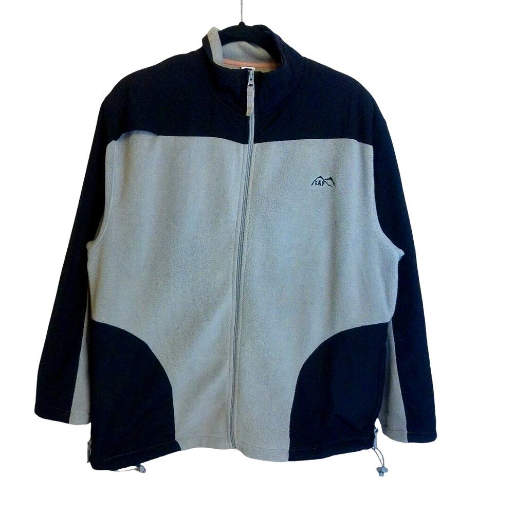 VTG 90s Gap Fleece Jacket Mens Large Gray Blue Colorblock Full-Zip Retro Outdoor